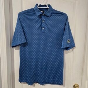 FootJoy Polo Shirt Mens Med.Blue Geometric Breckenridge Golf Club Excellent FJ